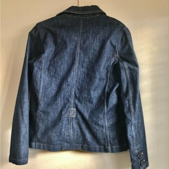 Eddie Bauer Denim Jean Button Up Stretch Jean Jacket Blue Coat - Picture 2 of 4